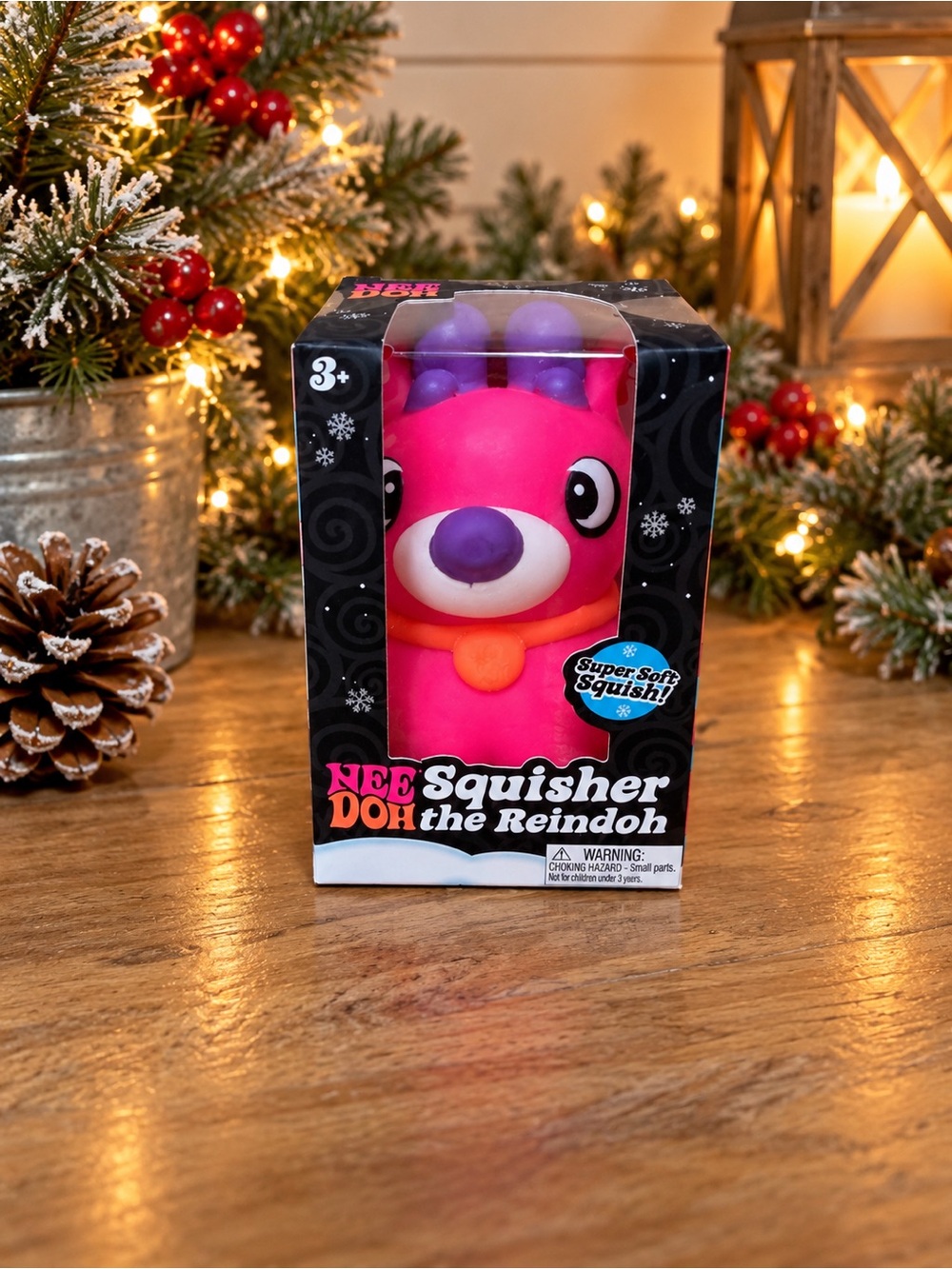 NeeDoh Squisher the Reindeer Plush Squishy Toy - Pink